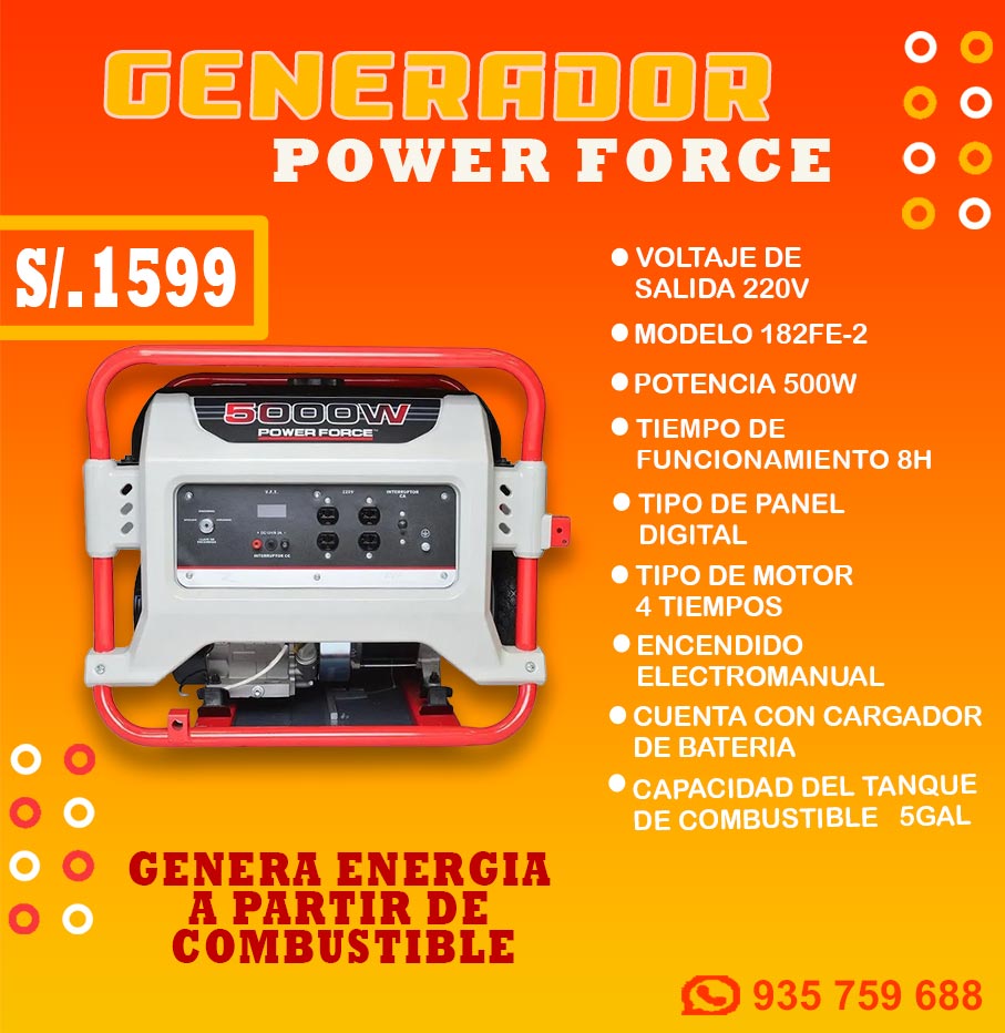 GENERADOR POWER FORCE 5000W